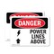 Signmission Power Lines Above Danger Sign, Vinyl Decal, 10in W x 7in L, 2PK OS-2PACK-DS-D-710-L-1536 - alternate 1